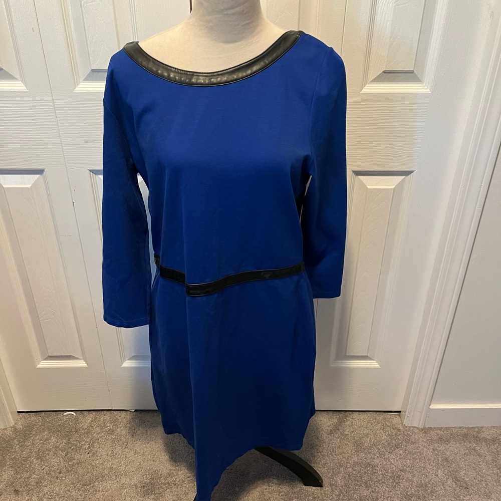 Ralph Lauren size XL Elegant Blue Dress with Black Accents